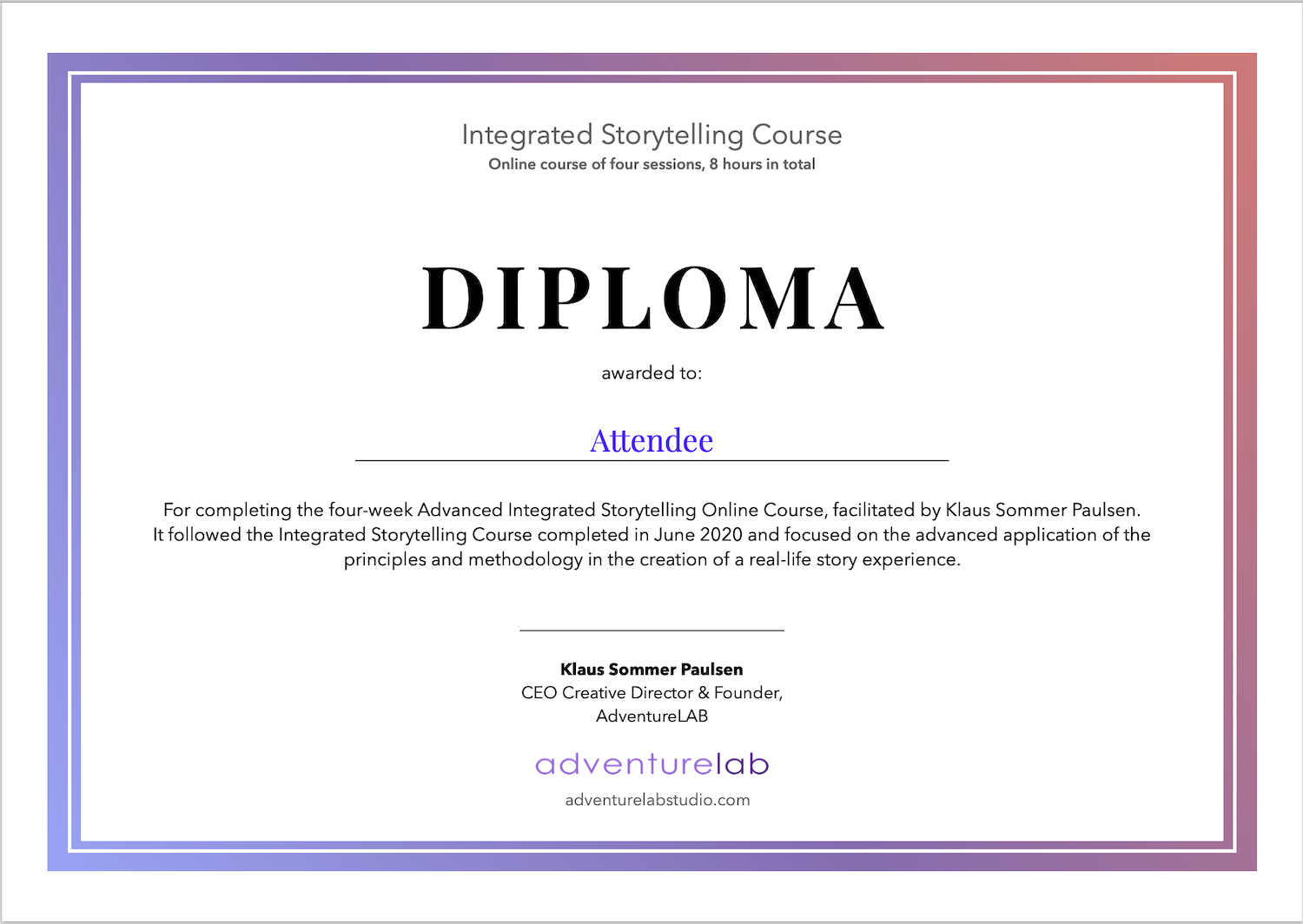 Integrated Storytelling Course Diploma